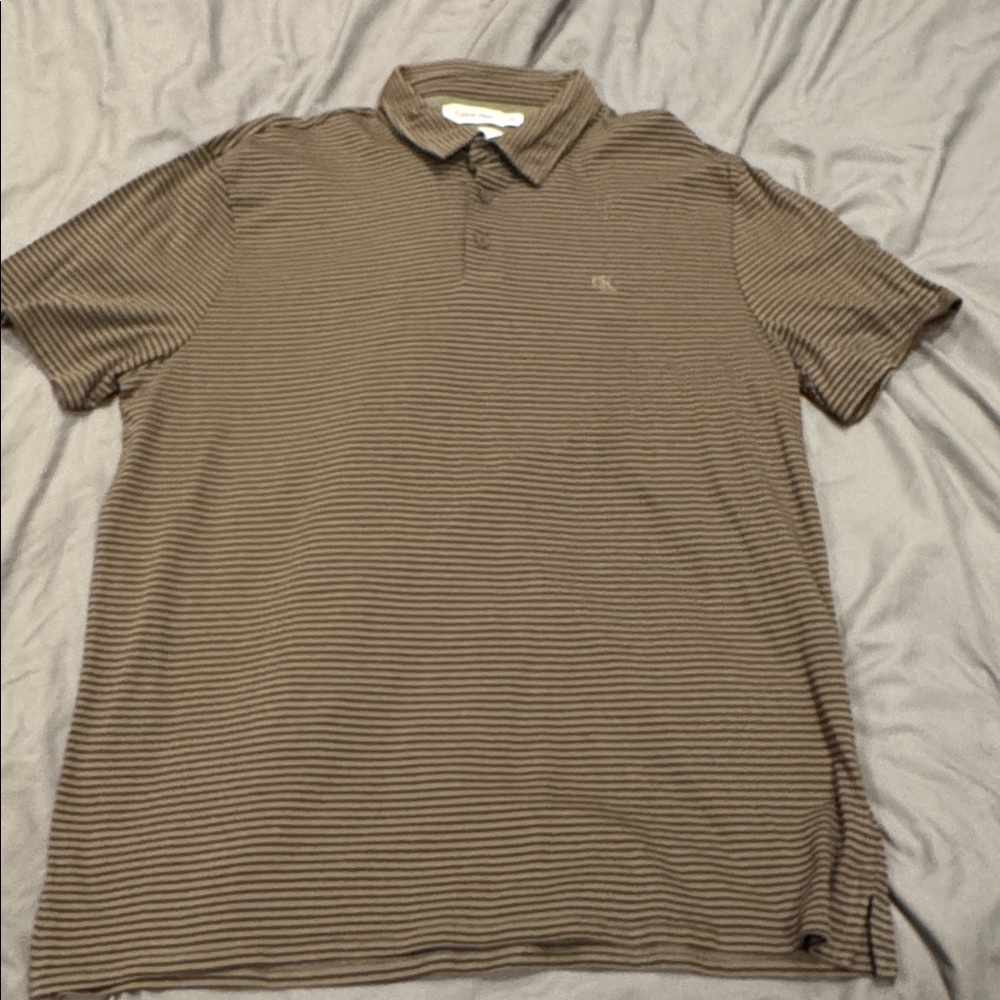 Brown Striped Polo Shirt